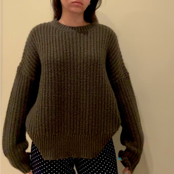 Olive Green Knit Sweater - Picture 2 of 4